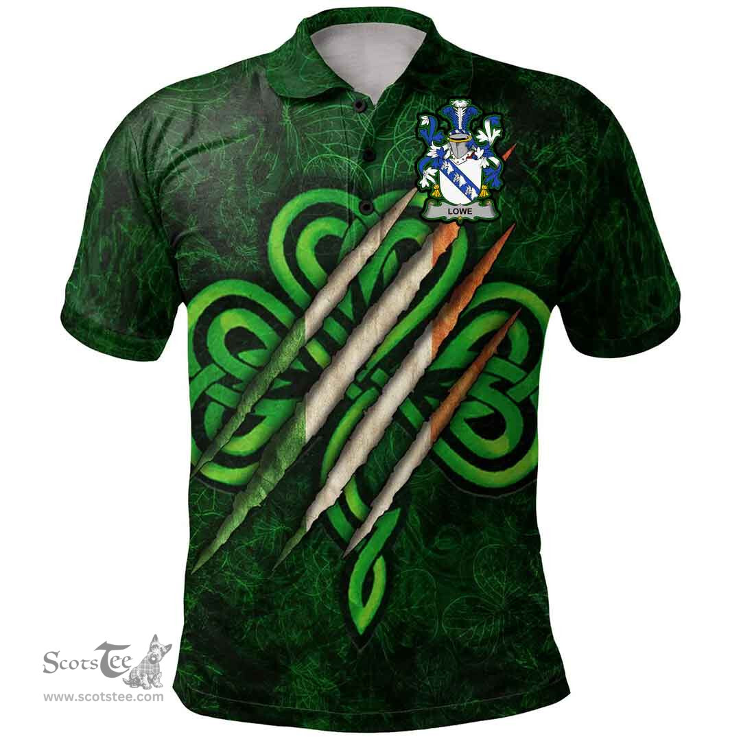 ScotsTee Shop Irish Lowe Coat of Arms Irish Polo Shirt Irish In Me Shamrock Scratch