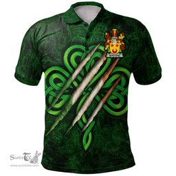 ScotsTee Shop Irish Worthing Coat of Arms Irish Polo Shirt Irish In Me Shamrock Scratch