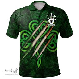 ScotsTee Shop Irish Walker Coat of Arms Irish Polo Shirt Irish In Me Shamrock Scratch