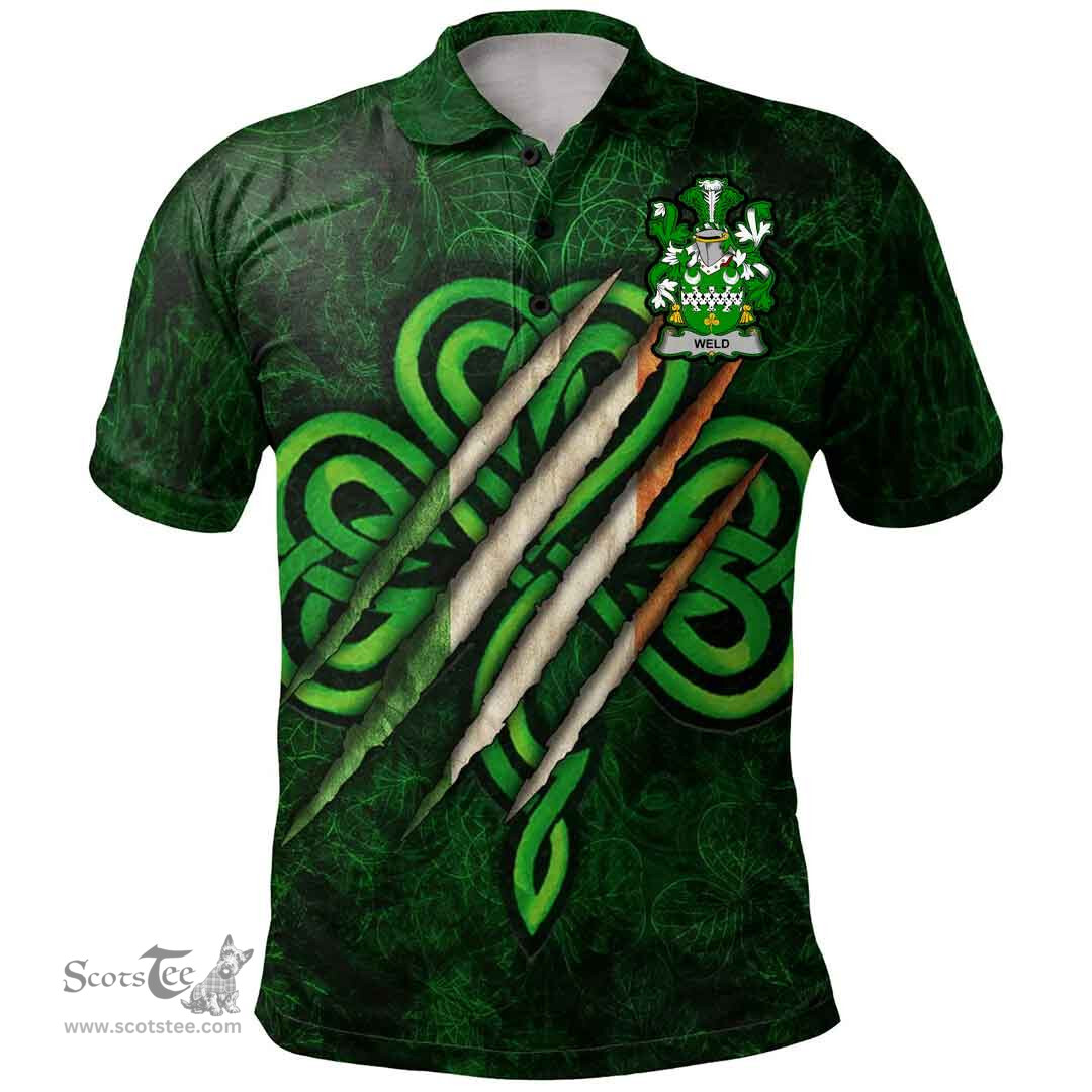 ScotsTee Shop Irish Weld Coat of Arms Irish Polo Shirt Irish In Me Shamrock Scratch
