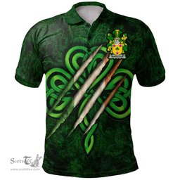 ScotsTee Shop Irish Vandeleur Coat of Arms Irish Polo Shirt Irish In Me Shamrock Scratch