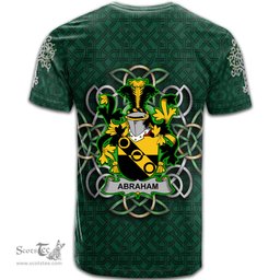 ScotsTee Shop Irish Abraham Coat of Arms Irish Crest T Shirt Irish Shamrock with Celtic Knot T Shirt