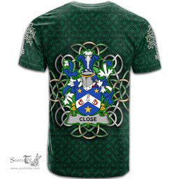 ScotsTee Shop Irish Close Coat of Arms Irish Crest T Shirt Irish Shamrock with Celtic Knot T Shirt