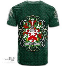 ScotsTee Shop Irish Casey or O Casey Coat of Arms Irish Crest T Shirt Irish Shamrock with Celtic Knot T Shirt