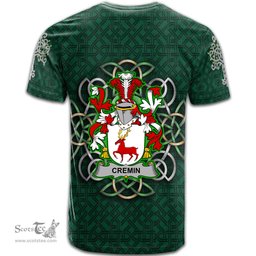 ScotsTee Shop Irish Cremin or O Cremin Coat of Arms Irish Crest T Shirt Irish Shamrock with Celtic Knot T Shirt