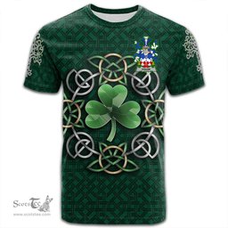 ScotsTee Shop Irish Douse or Dowse Coat of Arms Irish Crest T Shirt Irish Shamrock with Celtic Knot T Shirt