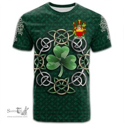 ScotsTee Shop Irish Carron Coat of Arms Irish Crest T Shirt Irish Shamrock with Celtic Knot T Shirt