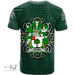 ScotsTee Shop Irish Crowe or McEnchroe Coat of Arms Irish Crest T Shirt Irish Shamrock with Celtic Knot T Shirt