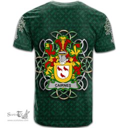 ScotsTee Shop Irish Cairnes Coat of Arms Irish Crest T Shirt Irish Shamrock with Celtic Knot T Shirt