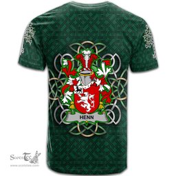 ScotsTee Shop Irish Henn Coat of Arms Irish Crest T Shirt Irish Shamrock with Celtic Knot T Shirt
