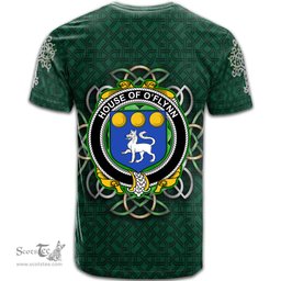 ScotsTee Shop Irish House of O FLYNN Coat of Arms Irish Crest T Shirt Irish Shamrock with Celtic Knot T Shirt