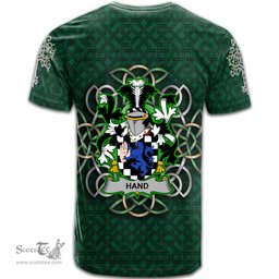 ScotsTee Shop Irish Hand or McClave Coat of Arms Irish Crest T Shirt Irish Shamrock with Celtic Knot T Shirt