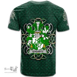 ScotsTee Shop Irish Gogarty Coat of Arms Irish Crest T Shirt Irish Shamrock with Celtic Knot T Shirt