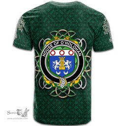 ScotsTee Shop Irish House of O HOLOHAN Coat of Arms Irish Crest T Shirt Irish Shamrock with Celtic Knot T Shirt