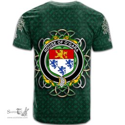 ScotsTee Shop Irish House of O GARA Coat of Arms Irish Crest T Shirt Irish Shamrock with Celtic Knot T Shirt