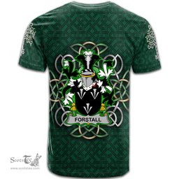 ScotsTee Shop Irish Forstall Coat of Arms Irish Crest T Shirt Irish Shamrock with Celtic Knot T Shirt