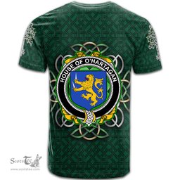 ScotsTee Shop Irish House of O HARTAGAN Coat of Arms Irish Crest T Shirt Irish Shamrock with Celtic Knot T Shirt