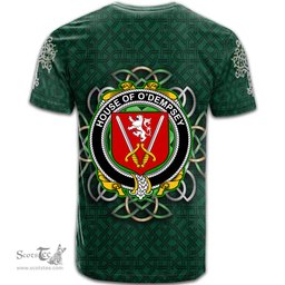 ScotsTee Shop Irish House of O DEMPSEY Coat of Arms Irish Crest T Shirt Irish Shamrock with Celtic Knot T Shirt