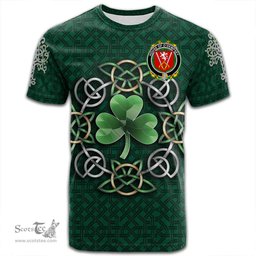 ScotsTee Shop Irish House of O DEMPSEY Coat of Arms Irish Crest T Shirt Irish Shamrock with Celtic Knot T Shirt