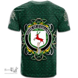 ScotsTee Shop Irish House of O CULLINAN Coat of Arms Irish Crest T Shirt Irish Shamrock with Celtic Knot T Shirt