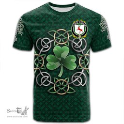 ScotsTee Shop Irish House of O CULLINAN Coat of Arms Irish Crest T Shirt Irish Shamrock with Celtic Knot T Shirt