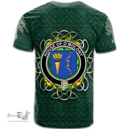ScotsTee Shop Irish House of O MOLONY Coat of Arms Irish Crest T Shirt Irish Shamrock with Celtic Knot T Shirt