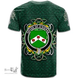 ScotsTee Shop Irish House of O KIERAN Coat of Arms Irish Crest T Shirt Irish Shamrock with Celtic Knot T Shirt