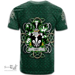 ScotsTee Shop Irish Ley Coat of Arms Irish Crest T Shirt Irish Shamrock with Celtic Knot T Shirt