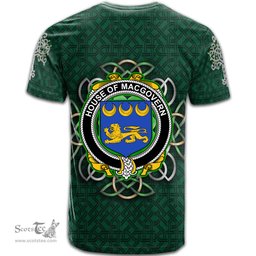ScotsTee Shop Irish House of MACGOVERN Coat of Arms Irish Crest T Shirt Irish Shamrock with Celtic Knot T Shirt