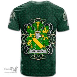 ScotsTee Shop Irish Grumley Coat of Arms Irish Crest T Shirt Irish Shamrock with Celtic Knot T Shirt