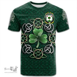 ScotsTee Shop Irish House of MACGERAGHTY Coat of Arms Irish Crest T Shirt Irish Shamrock with Celtic Knot T Shirt