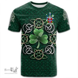 ScotsTee Shop Irish Taaffe Coat of Arms Irish Crest T Shirt Irish Shamrock with Celtic Knot T Shirt