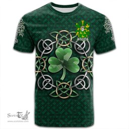 ScotsTee Shop Irish Rotheram Coat of Arms Irish Crest T Shirt Irish Shamrock with Celtic Knot T Shirt