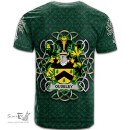 ScotsTee Shop Irish Ouseley Coat of Arms Irish Crest T Shirt Irish Shamrock with Celtic Knot T Shirt