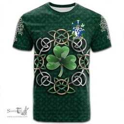 ScotsTee Shop Irish Linaker Coat of Arms Irish Crest T Shirt Irish Shamrock with Celtic Knot T Shirt