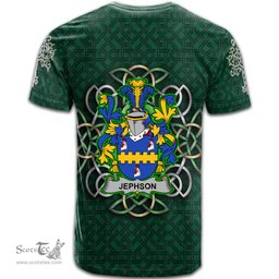 ScotsTee Shop Irish Jephson Coat of Arms Irish Crest T Shirt Irish Shamrock with Celtic Knot T Shirt