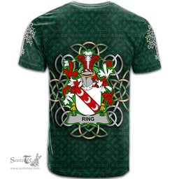ScotsTee Shop Irish Ring or O Ring Coat of Arms Irish Crest T Shirt Irish Shamrock with Celtic Knot T Shirt