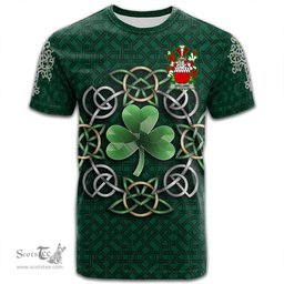 ScotsTee Shop Irish Spillane or O Spillane Coat of Arms Irish Crest T Shirt Irish Shamrock with Celtic Knot T Shirt
