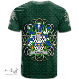 ScotsTee Shop Irish Nagle Coat of Arms Irish Crest T Shirt Irish Shamrock with Celtic Knot T Shirt