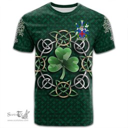ScotsTee Shop Irish Pendleton Coat of Arms Irish Crest T Shirt Irish Shamrock with Celtic Knot T Shirt