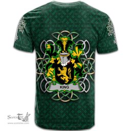 ScotsTee Shop Irish King Coat of Arms Irish Crest T Shirt Irish Shamrock with Celtic Knot T Shirt