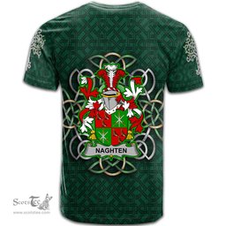 ScotsTee Shop Irish Naghten or O Naghten Coat of Arms Irish Crest T Shirt Irish Shamrock with Celtic Knot T Shirt