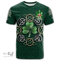 ScotsTee Shop Irish Leech Coat of Arms Irish Crest T Shirt Irish Shamrock with Celtic Knot T Shirt