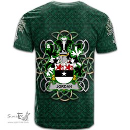 ScotsTee Shop Irish Jordan Coat of Arms Irish Crest T Shirt Irish Shamrock with Celtic Knot T Shirt