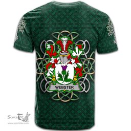 ScotsTee Shop Irish Webster Coat of Arms Irish Crest T Shirt Irish Shamrock with Celtic Knot T Shirt