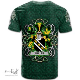 ScotsTee Shop Irish Waller Coat of Arms Irish Crest T Shirt Irish Shamrock with Celtic Knot T Shirt