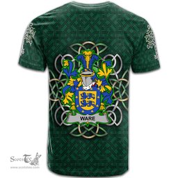 ScotsTee Shop Irish Ware Coat of Arms Irish Crest T Shirt Irish Shamrock with Celtic Knot T Shirt