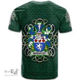 ScotsTee Shop Irish Wheatley Coat of Arms Irish Crest T Shirt Irish Shamrock with Celtic Knot T Shirt