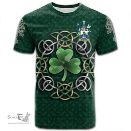 ScotsTee Shop Irish Woulfe Coat of Arms Irish Crest T Shirt Irish Shamrock with Celtic Knot T Shirt
