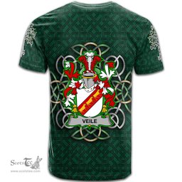 ScotsTee Shop Irish Veile or Veale Coat of Arms Irish Crest T Shirt Irish Shamrock with Celtic Knot T Shirt